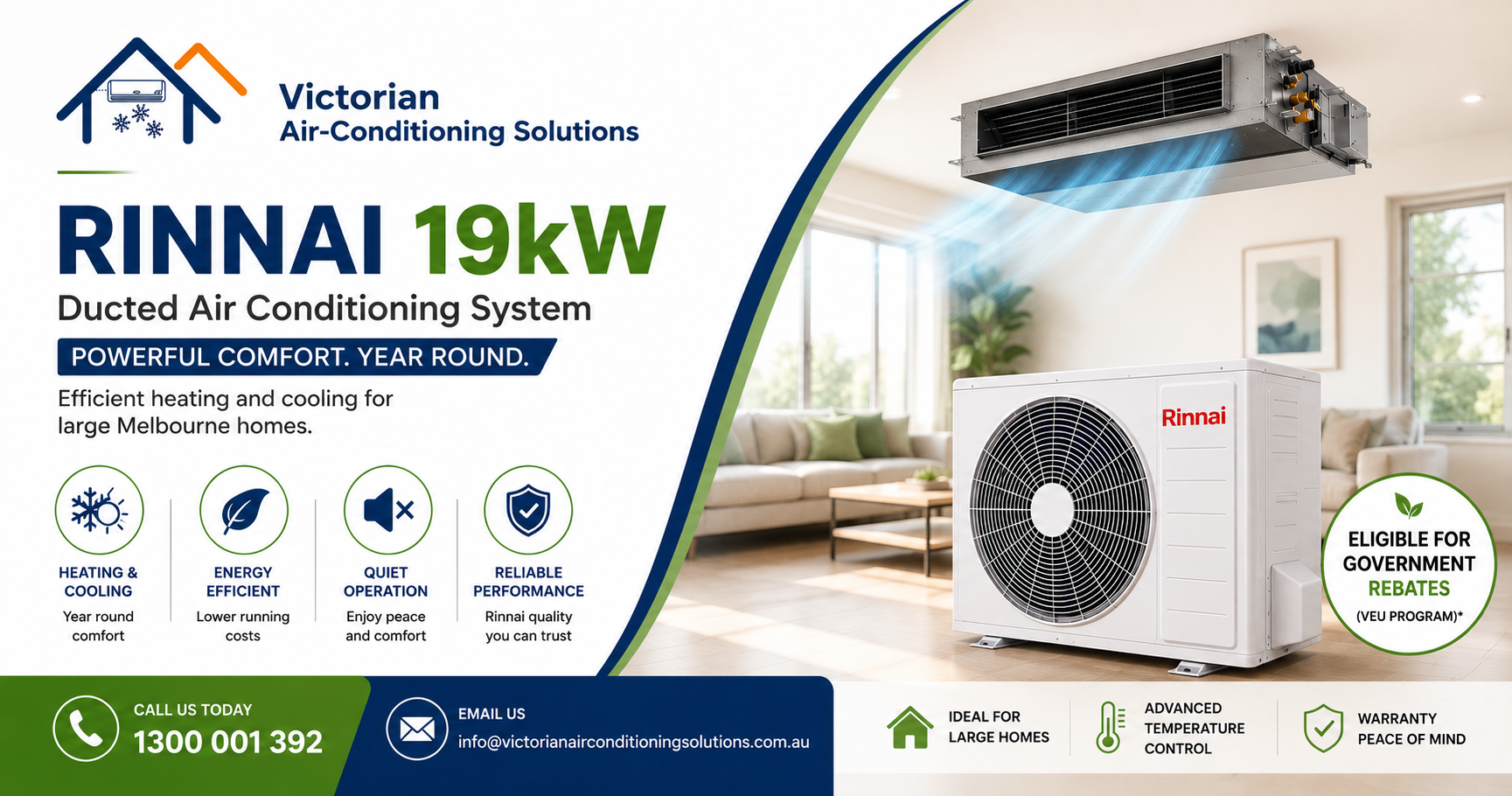 Rinnai 19kw ducted air conditioning system